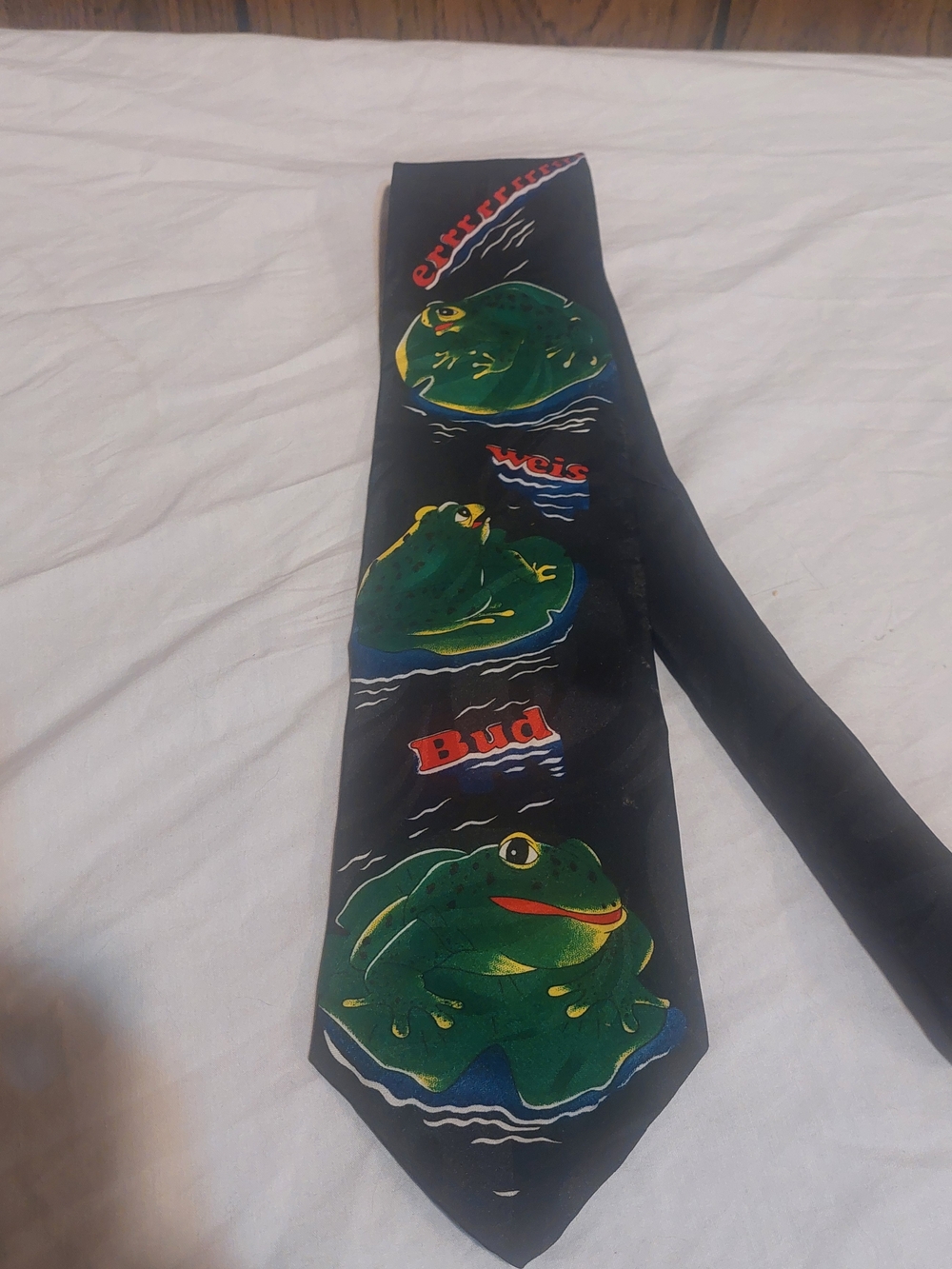 Budweiser Vintage 90s Frog Tie 1996 Retro Commercial Novelty Funny